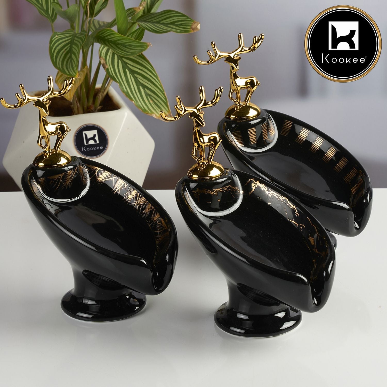 Ceramic Soap Holder Dish, Set of 1, Black (Set of 3) (12199)