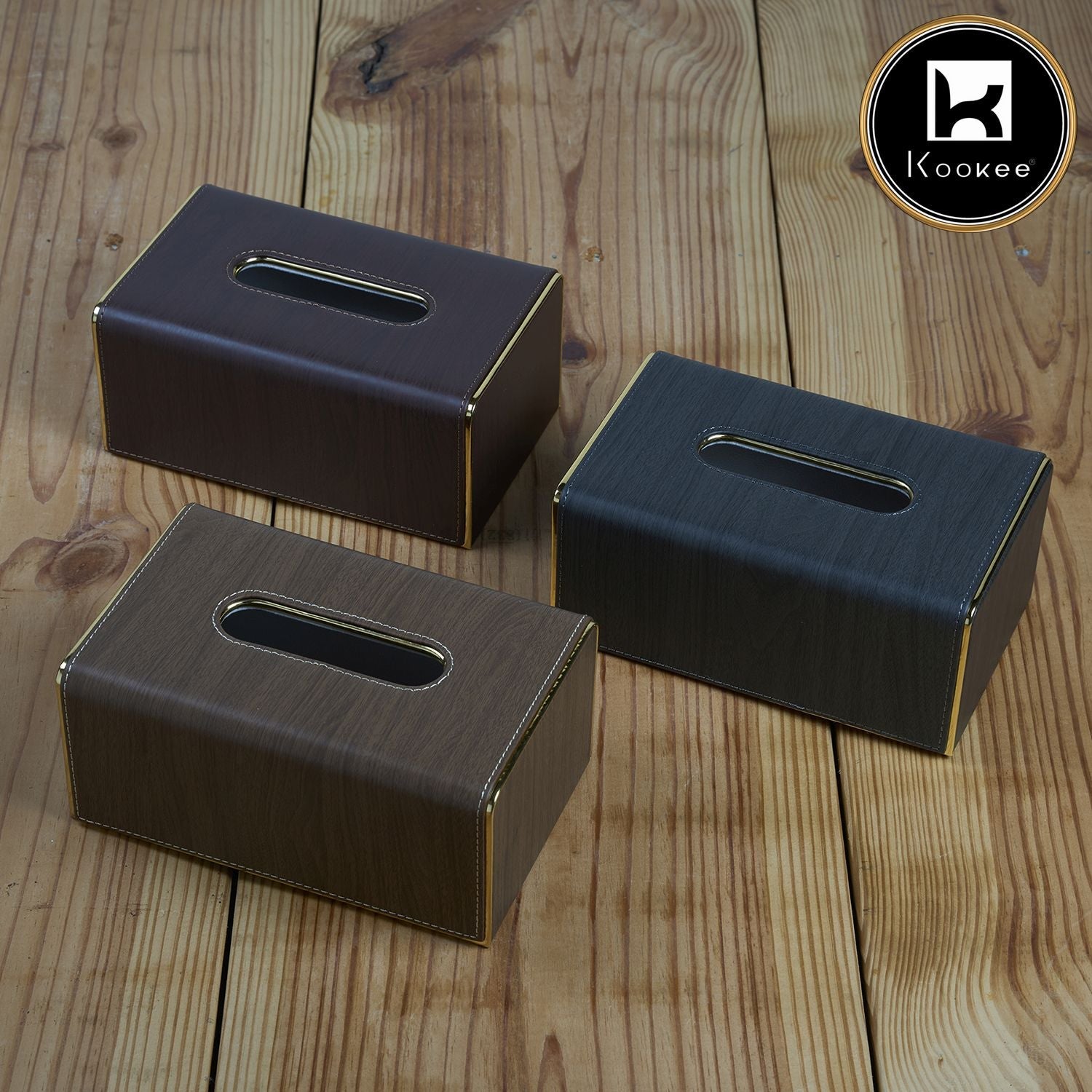 Kookee Decorative Tissue Box for Living Room, Kitchen & Office Use (Set of 3) (12215)