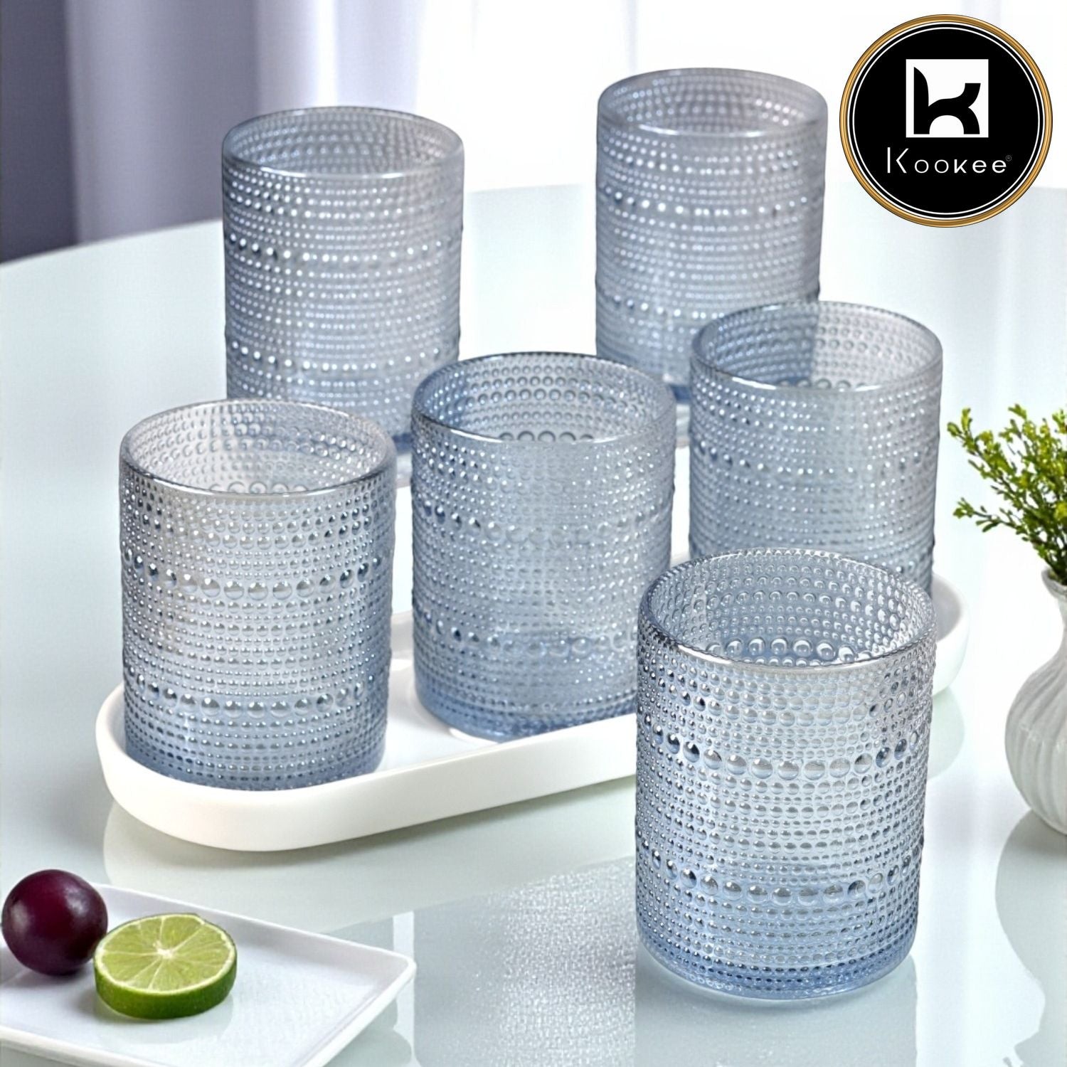 Kookee Jupiter Vintage Hobnail Old Fashioned Bubble Glasses (Set of 6) (12223)