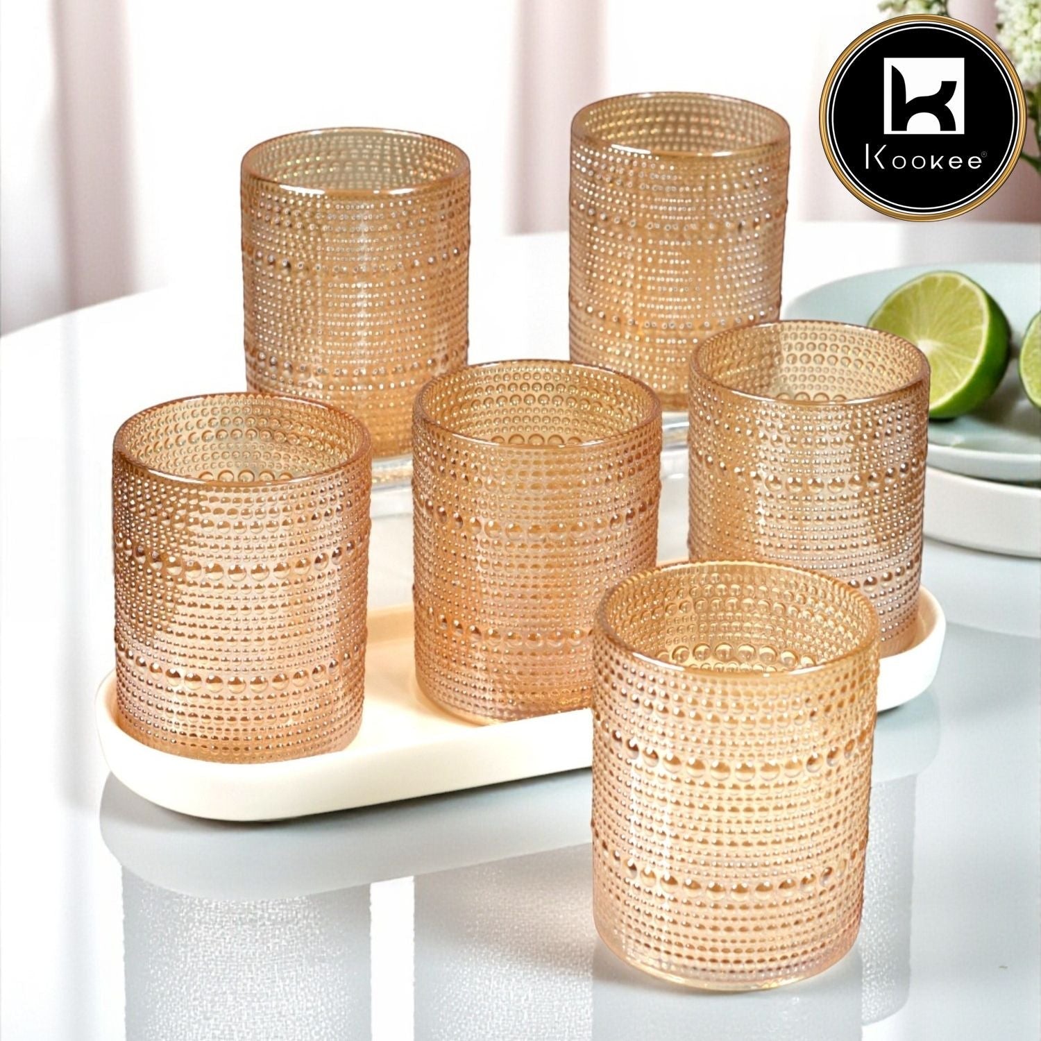 Kookee Jupiter Vintage Hobnail Old Fashioned Bubble Glasses (Set of 6) (12224)