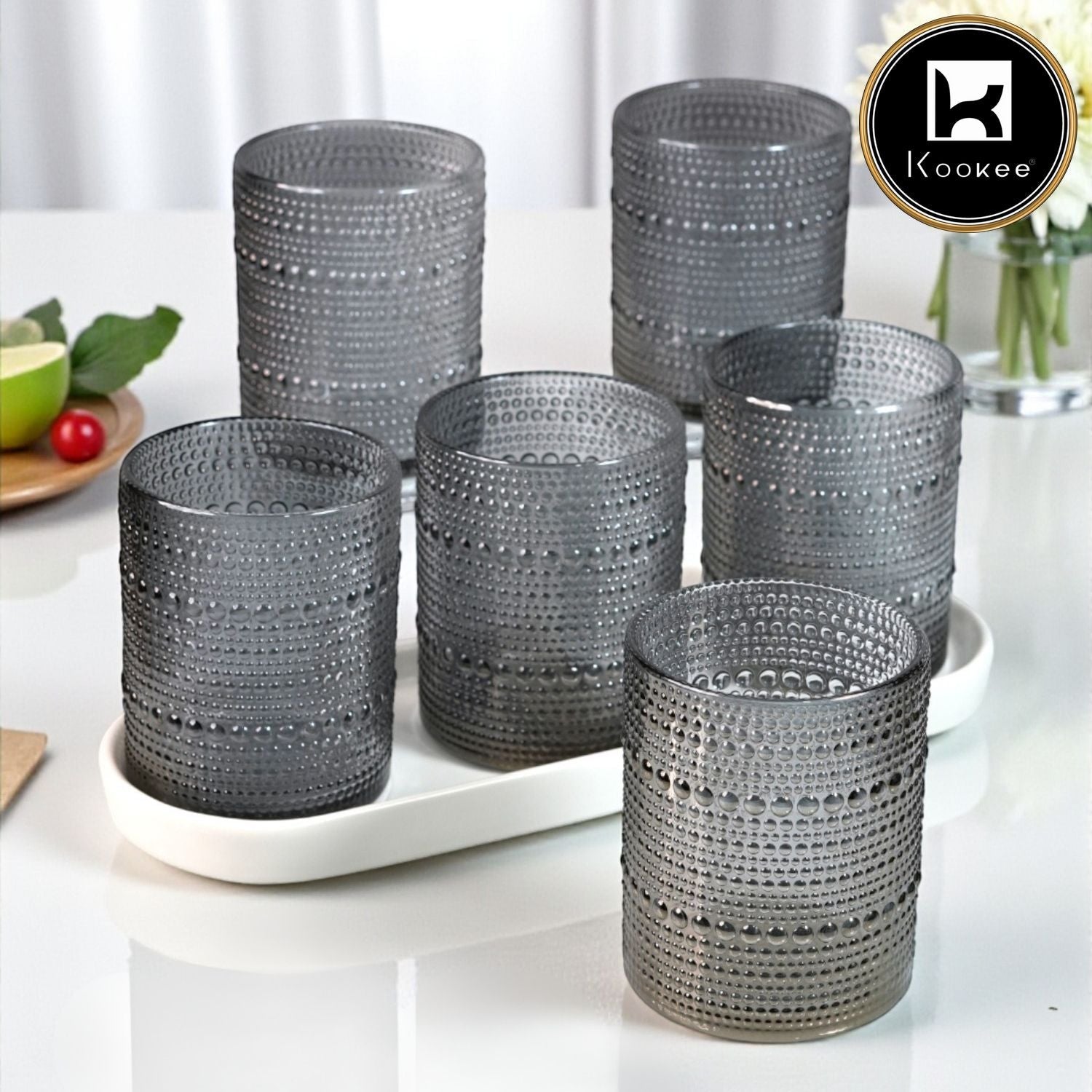 Kookee Jupiter Vintage Hobnail Old Fashioned Bubble Glasses (Set of 6) (12225)