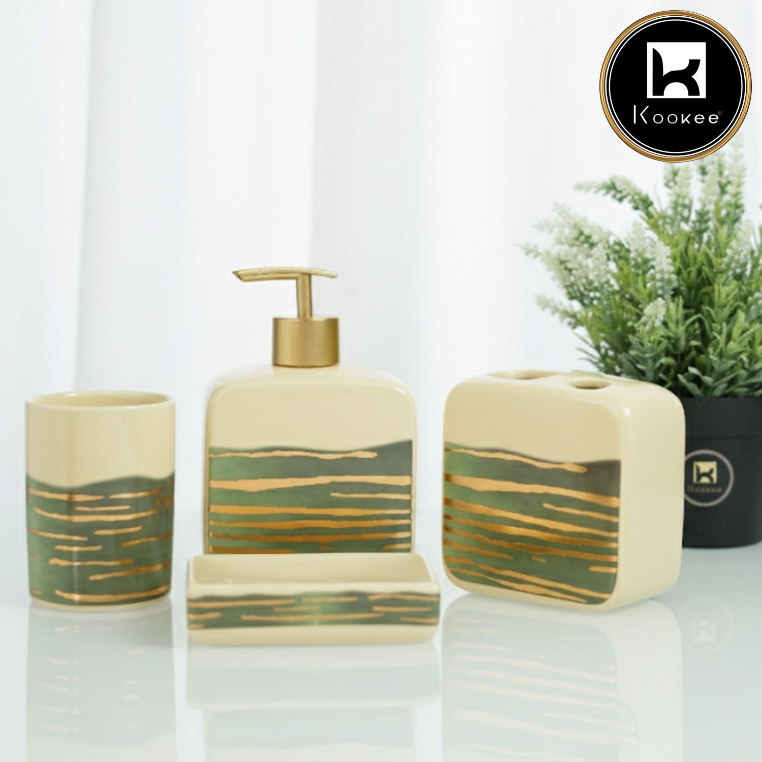 Kookee Ceramic Bathroom Sets, Beige, ART12228
