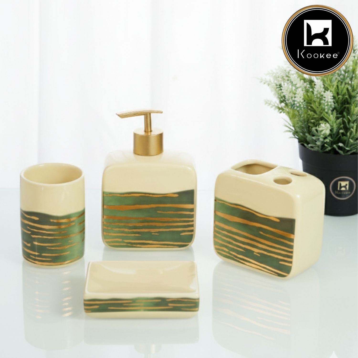 Kookee Ceramic Bathroom Sets, Beige, ART12228