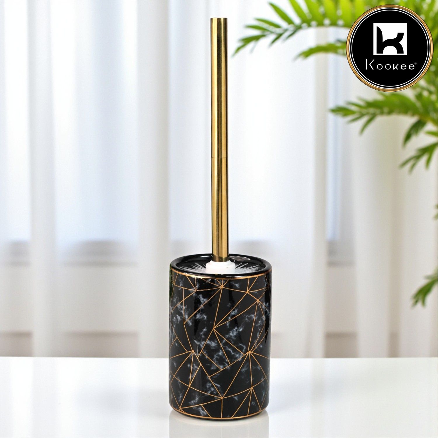 Kookee Ceramic Toilet Brush Holders, Black, ART12230