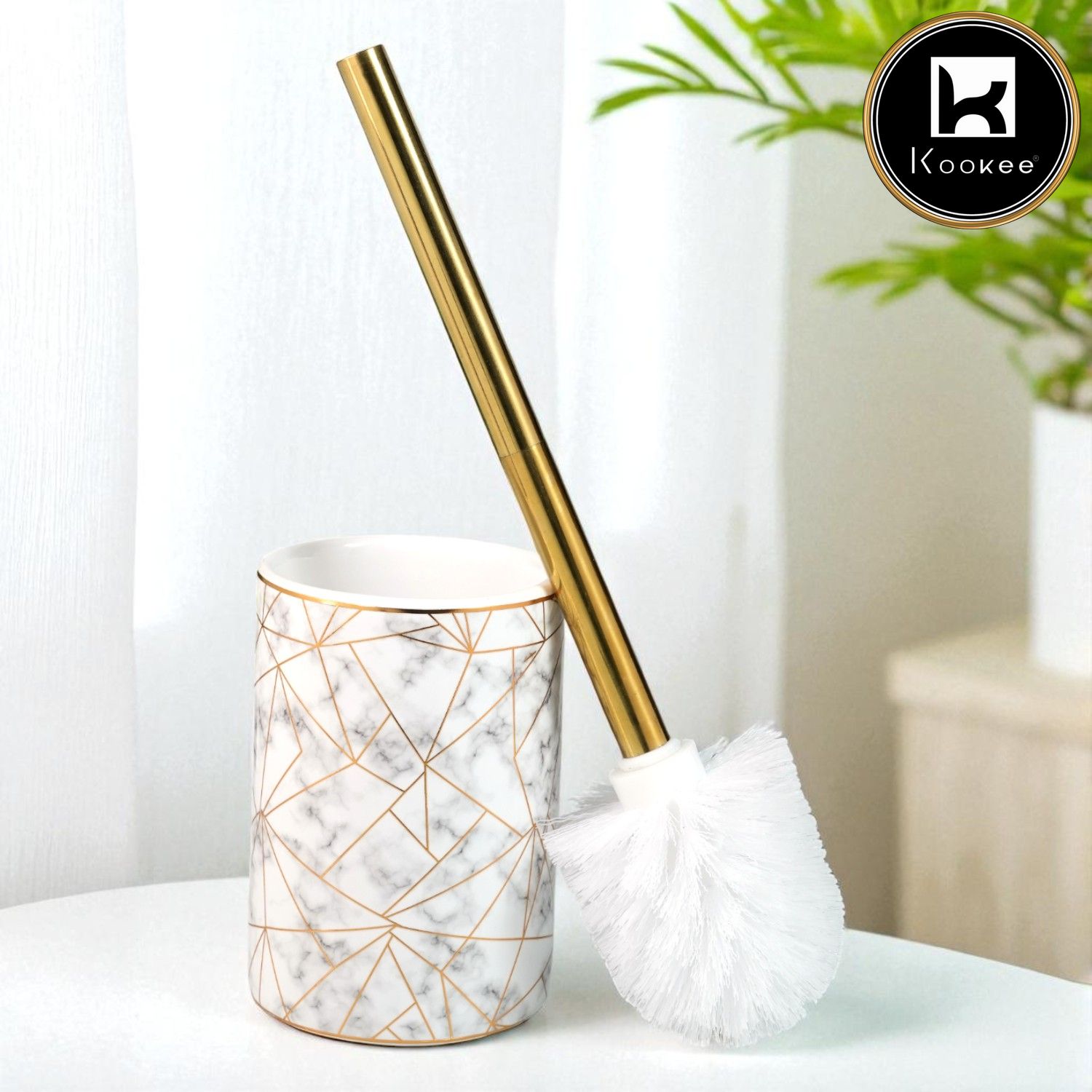 Kookee Ceramic Toilet Brush Holders, White, ART12231