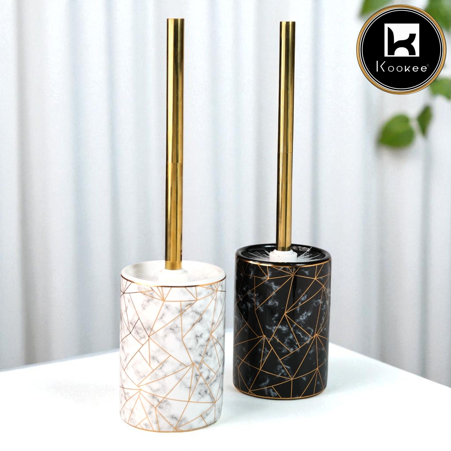 Kookee Ceramic Toilet Brush Holders, White, ART12231