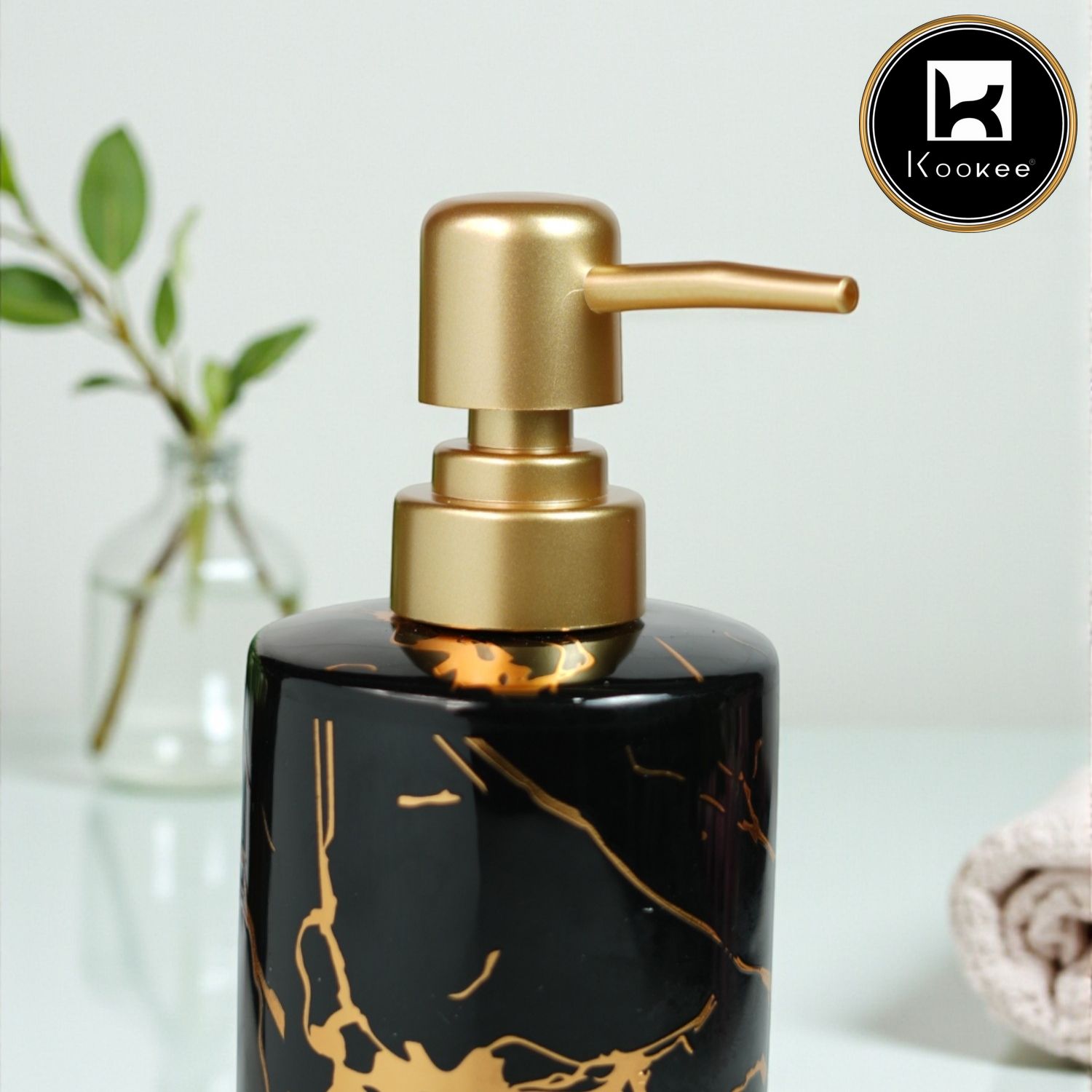 Ceramic Soap Dispenser for handwash for Bathroom, Black, (Set of 1) (12232)