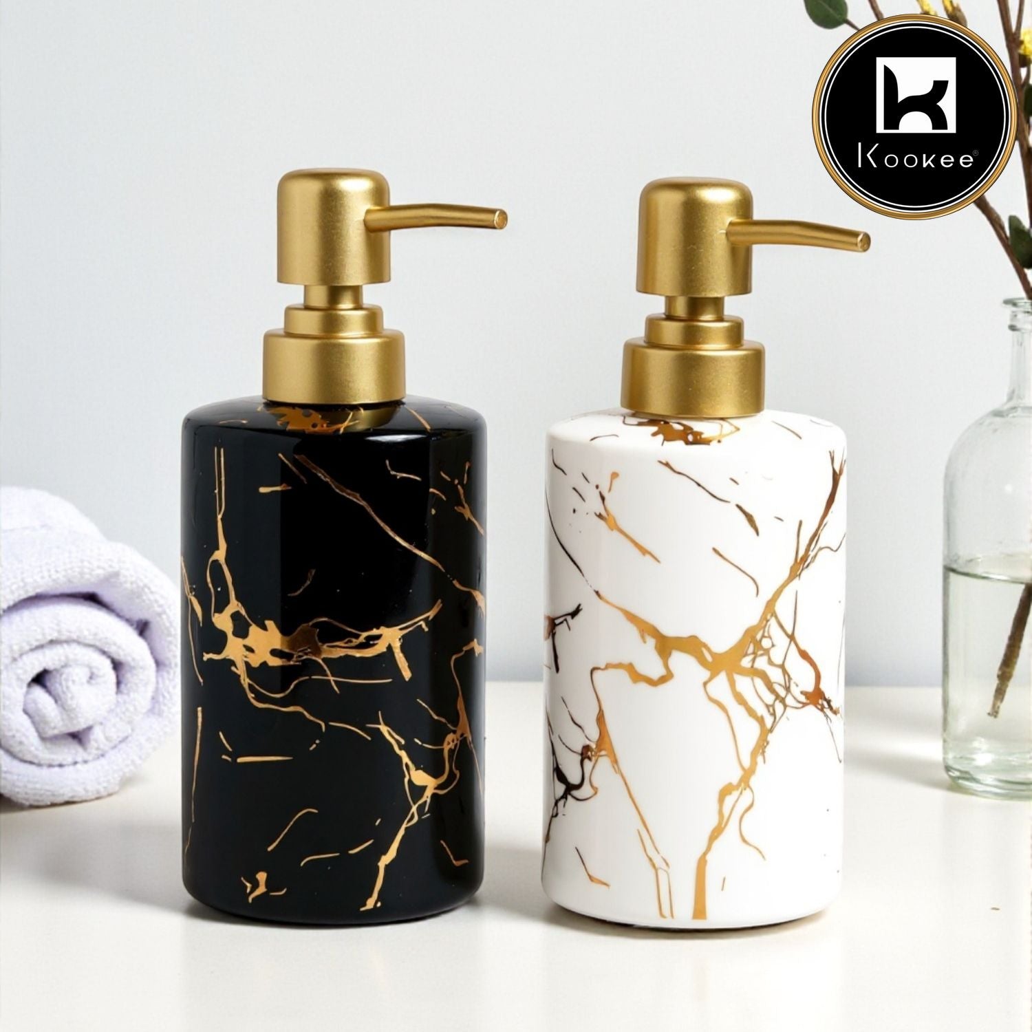 Ceramic Soap Dispenser for handwash for Bathroom, White, (Set of 1) (12233)