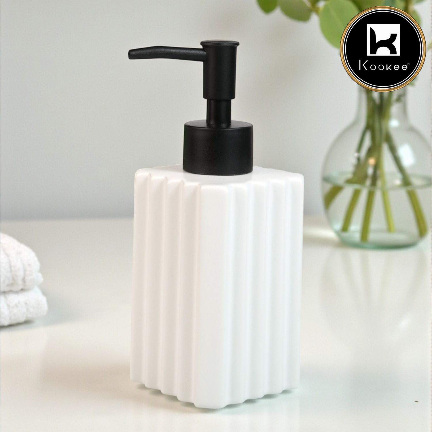 Ceramic Soap Dispenser for handwash for Bathroom, White (Set of 1) (12235)