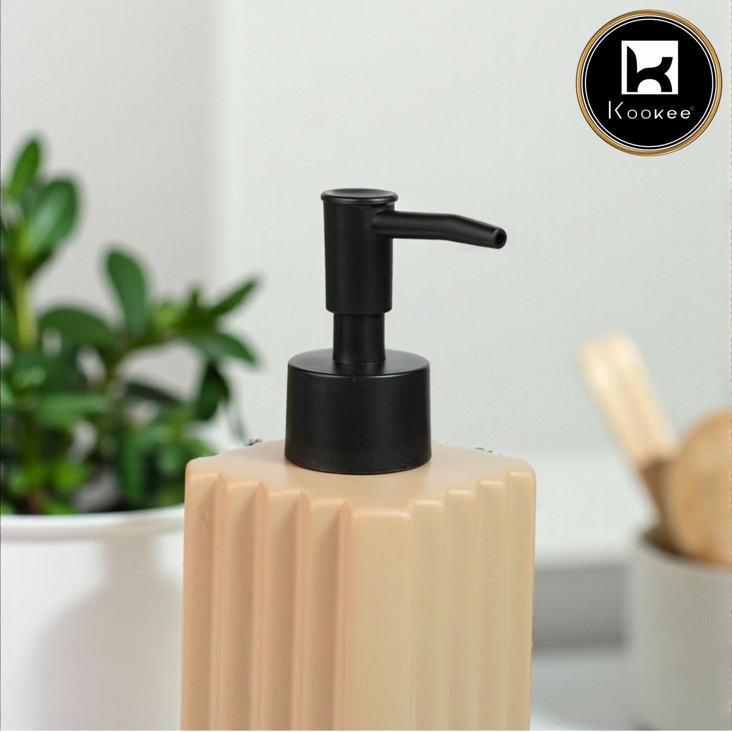 Ceramic Soap Dispenser for handwash for Bathroom, Beige (V-CSD-057-1)