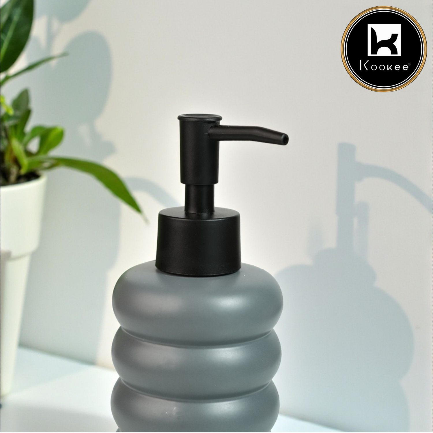 Ceramic Soap Dispenser for handwash for Bathroom, Grey, (Set of 1) (12239)