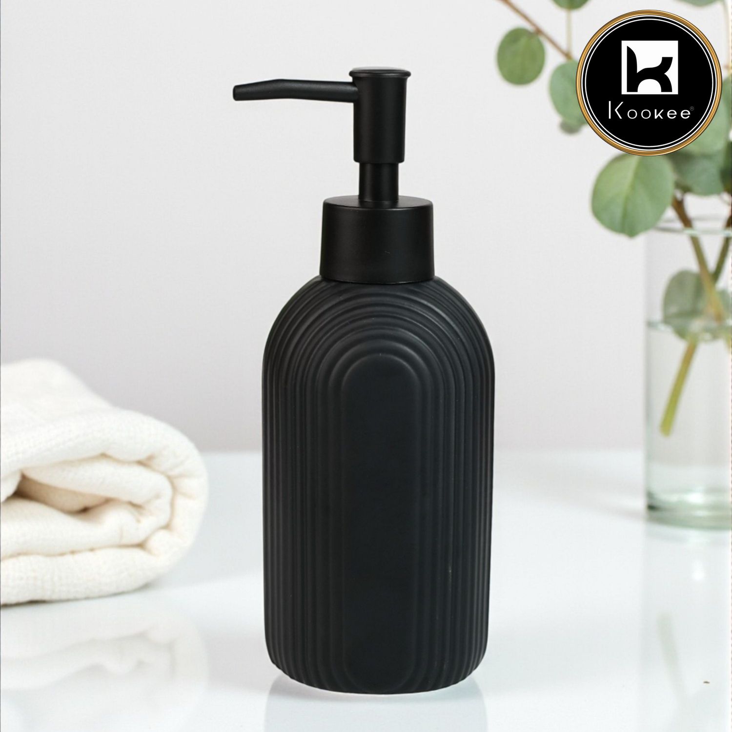 Kookee Ceramic Soap Dispensers, Black, ART12240