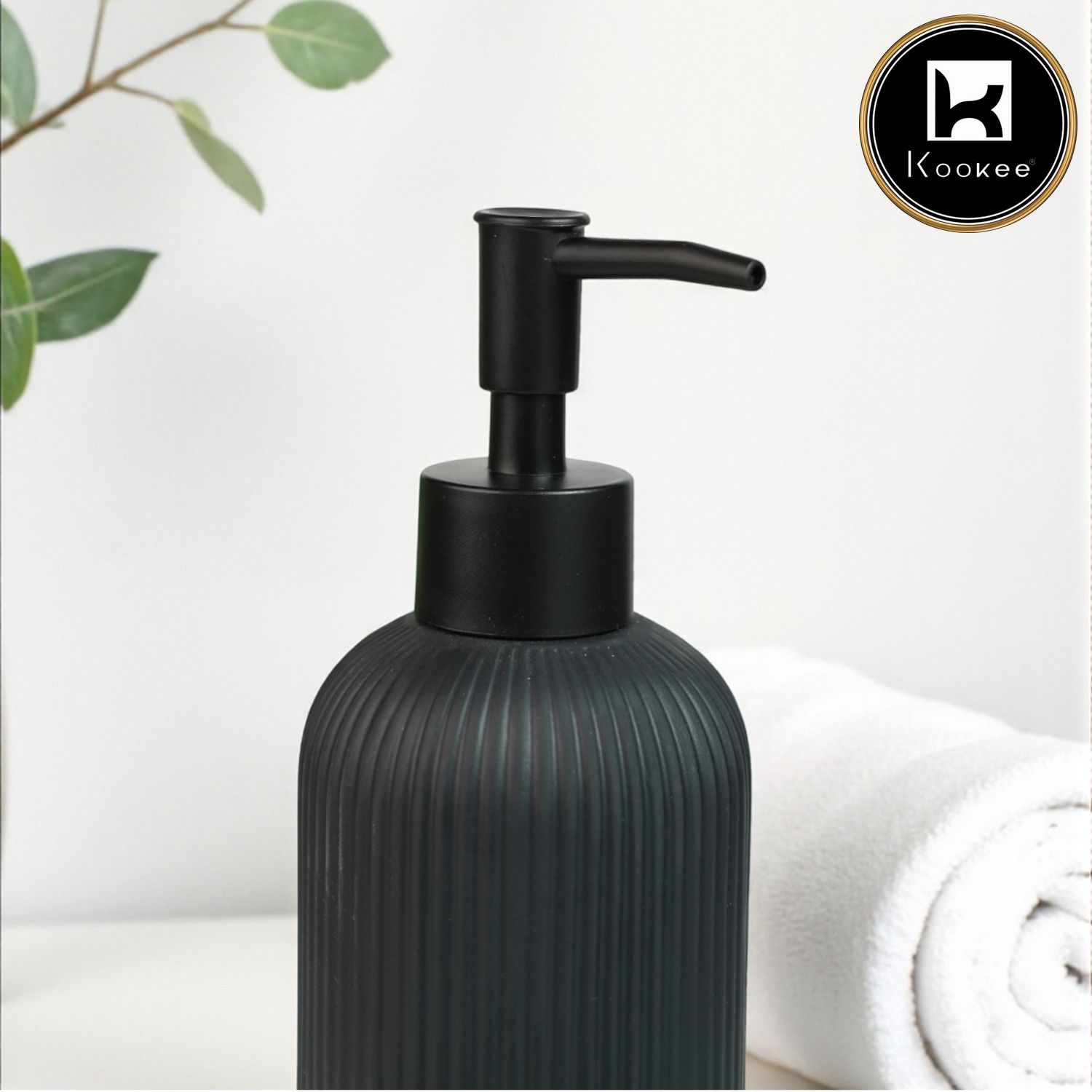 Ceramic Soap Dispenser for handwash for Bathroom, Black, (Set of 1) (12243)