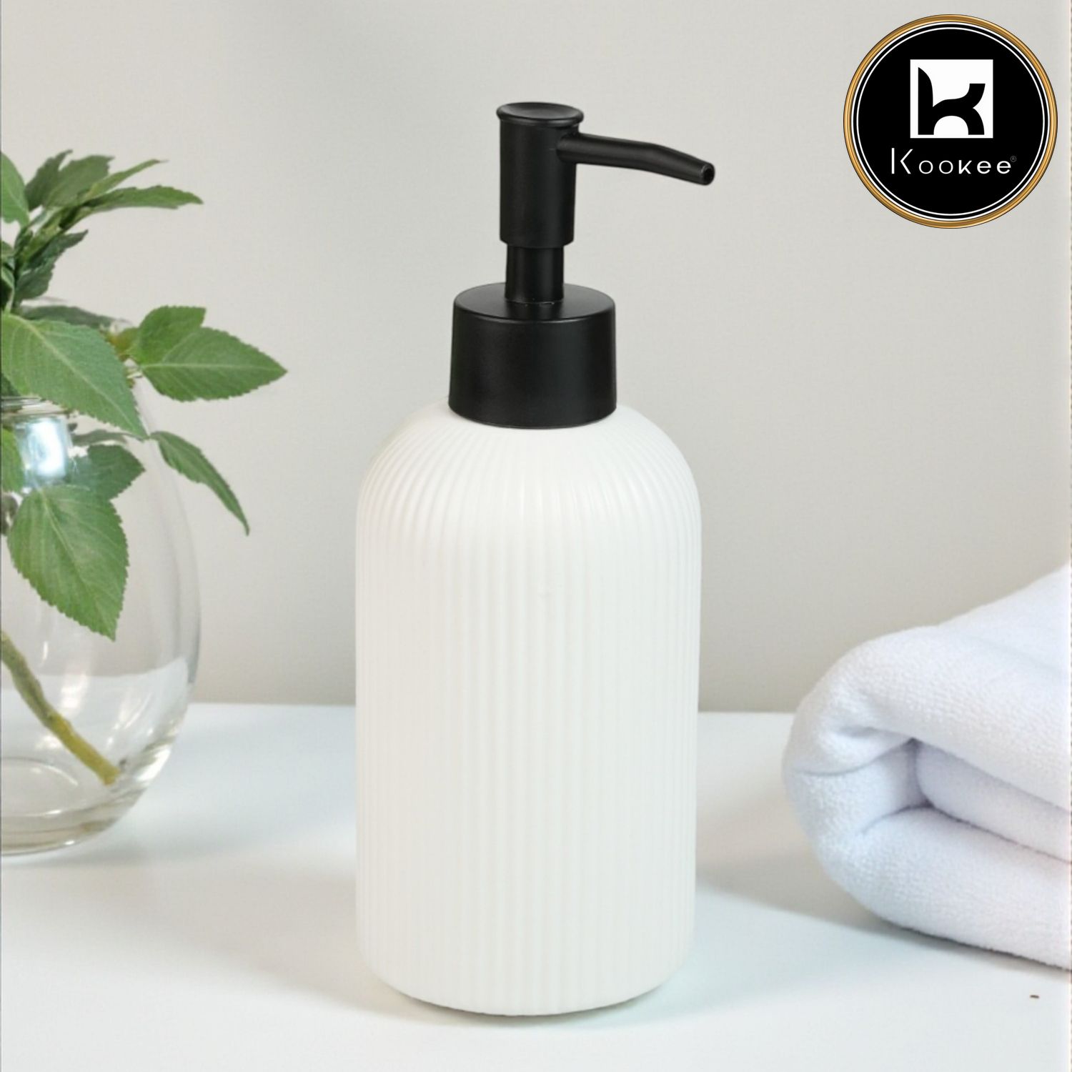 Ceramic Soap Dispenser for handwash for Bathroom, Black, (Set of 1) (12243)