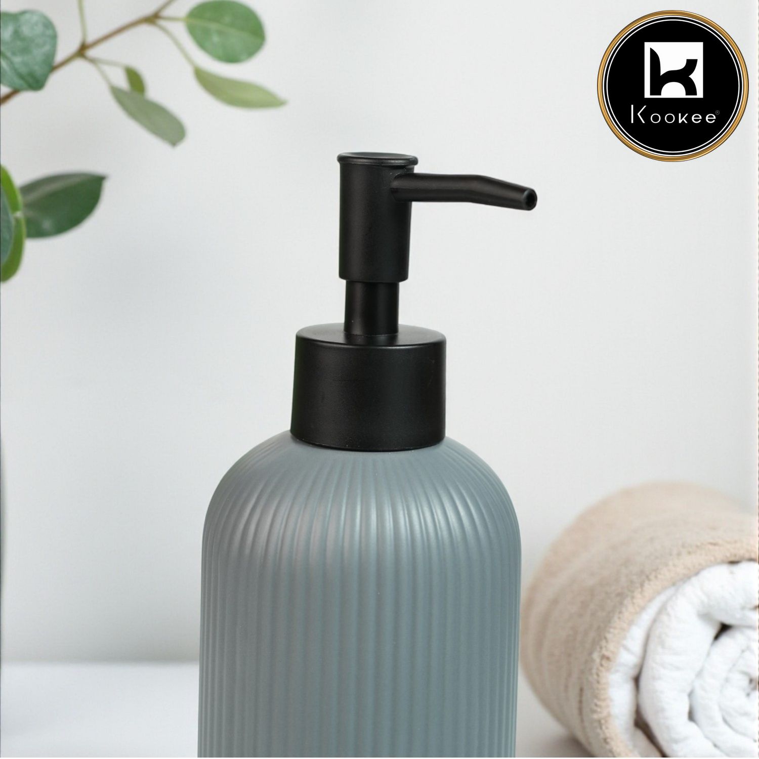 Ceramic Soap Dispenser for handwash for Bathroom, Grey, (Set of 1) (12245)
