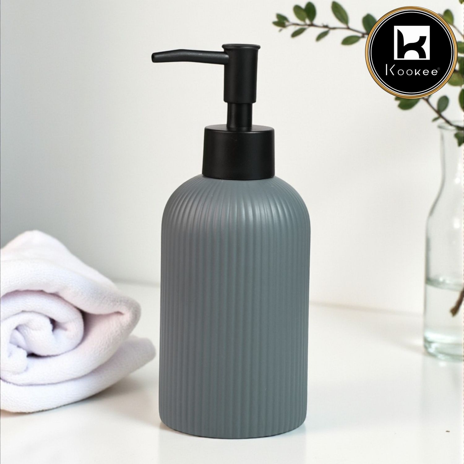 Ceramic Soap Dispenser for handwash for Bathroom, Grey (Set of 1) (12245)