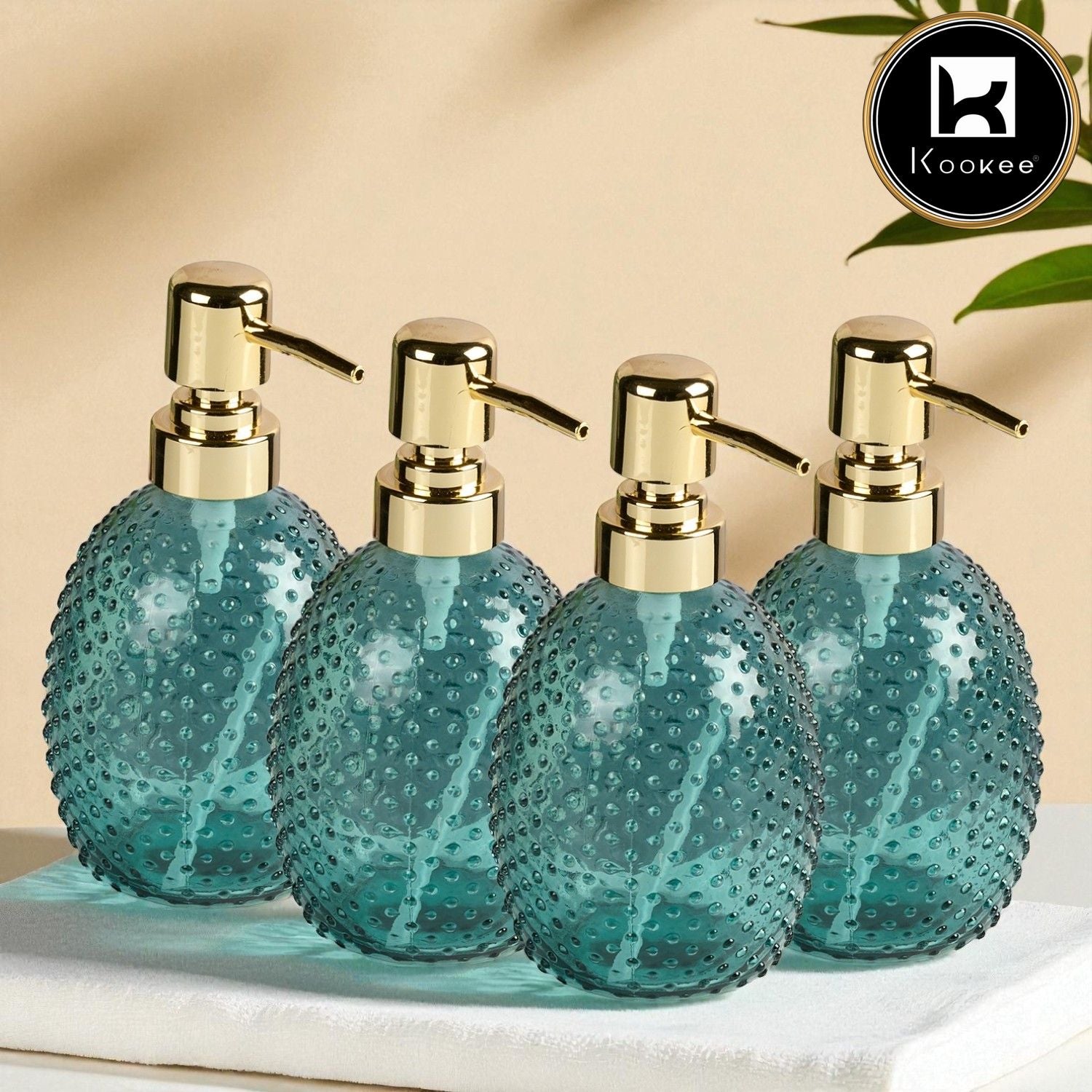 Glass Soap Dispenser for handwash for Bathroom, Multicolor (Set of 4) (12218)