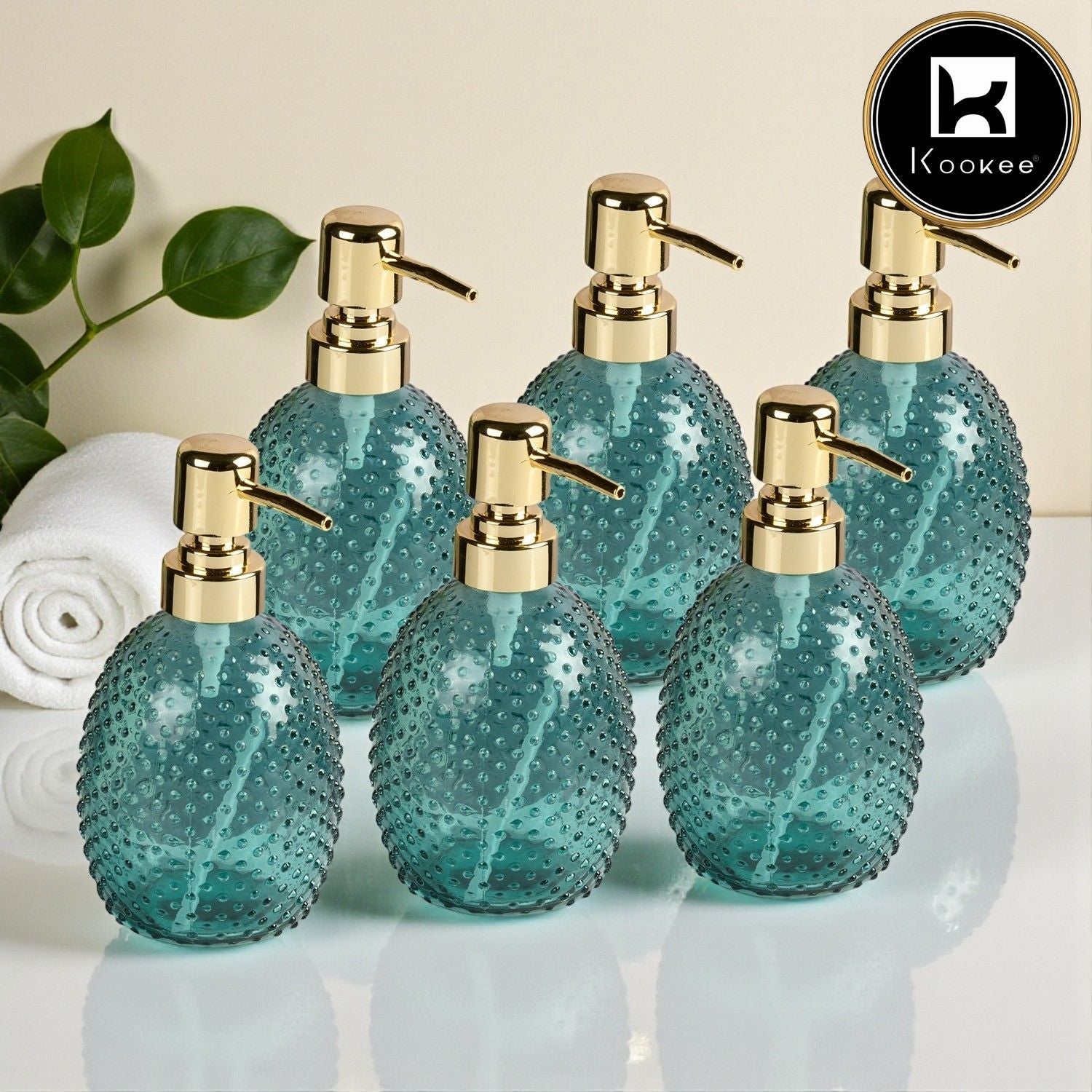 Glass Soap Dispenser for handwash for Bathroom, Pink (Set of 2) (12122)