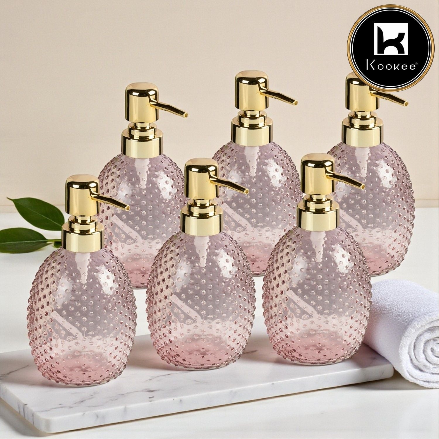 Glass Soap Dispenser for handwash for Bathroom, Transparent (Set of 4) (11587)