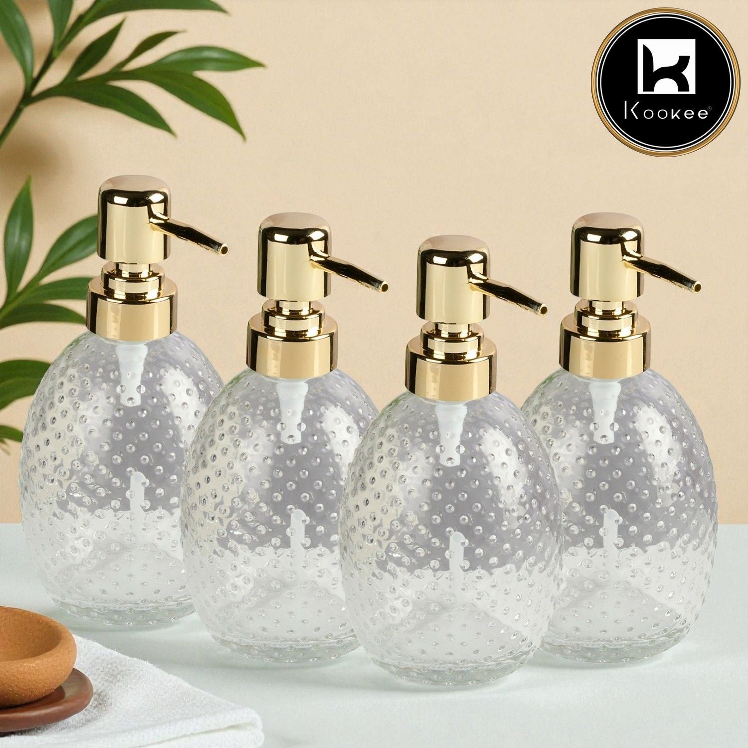 Glass Soap Dispenser for handwash, Green (Set of 1) (11590)