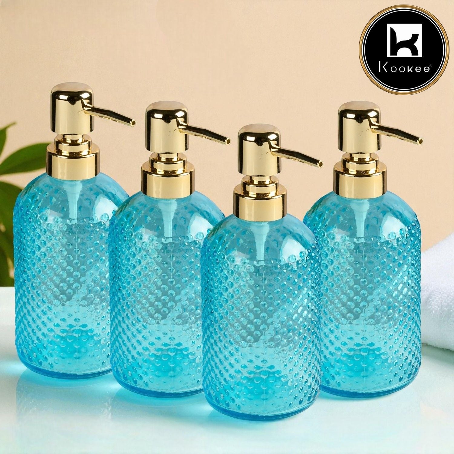 Glass Soap Dispenser for handwash for Bathroom, Grey (Set of 2) (12126)