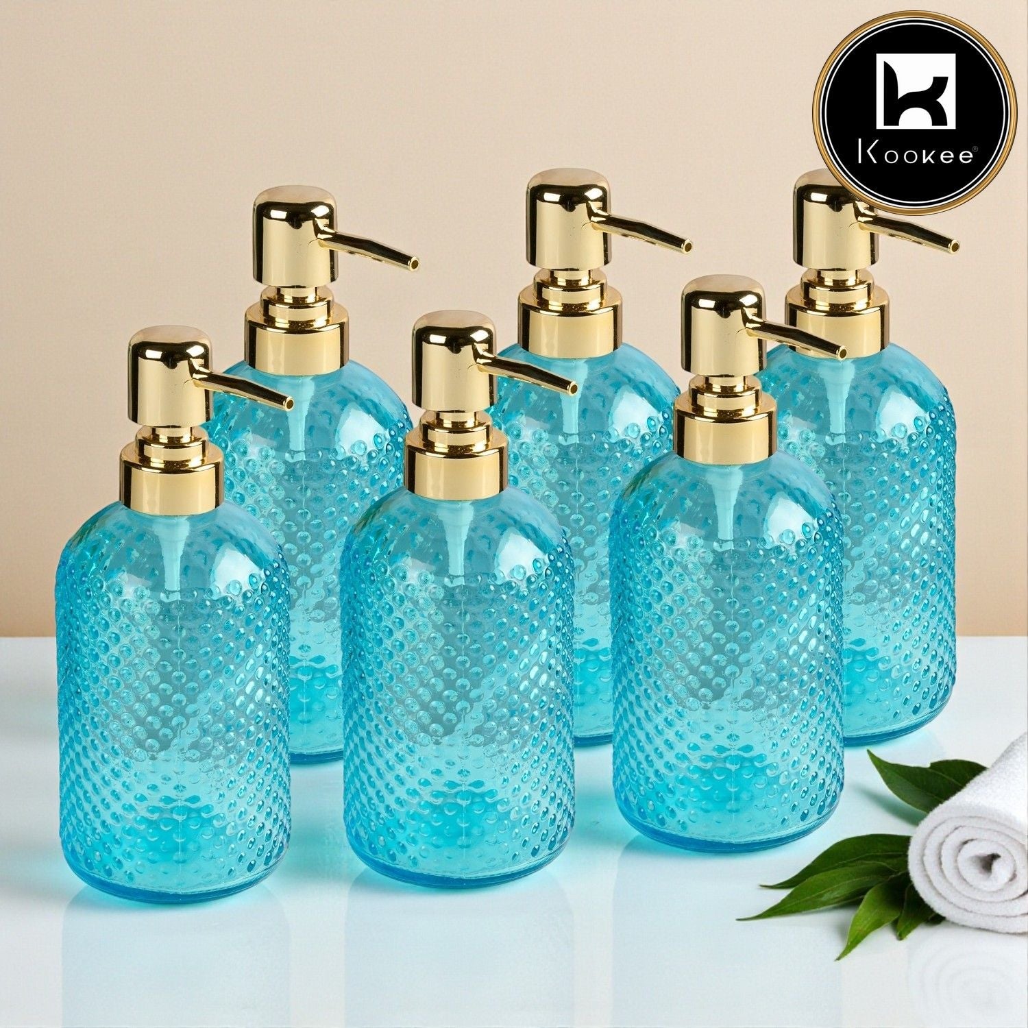 Glass Soap Dispenser for handwash for Bathroom, Multicolor (Set of 4) (12222)