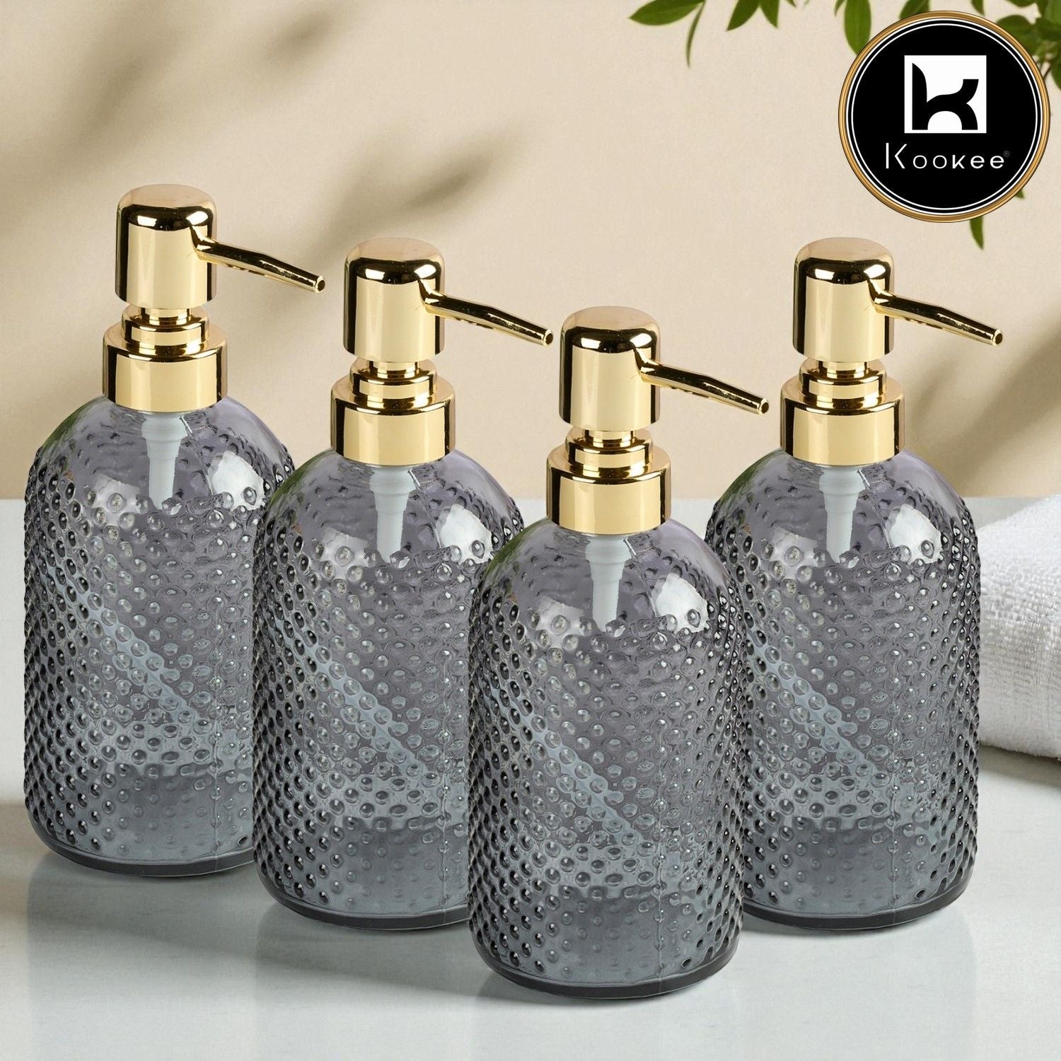 Glass Soap Dispenser for handwash for Bathroom, Transparent (Set of 2) (12128)