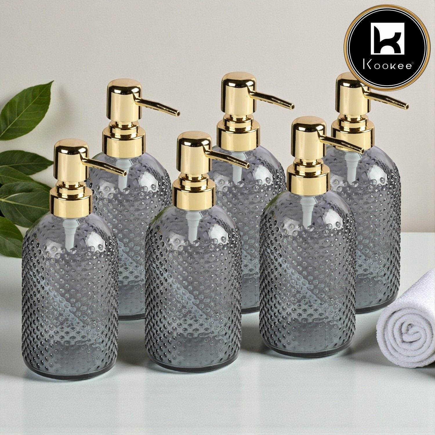 Glass Soap Dispenser for handwash for Bathroom, Transparent (Set of 4) (11913)