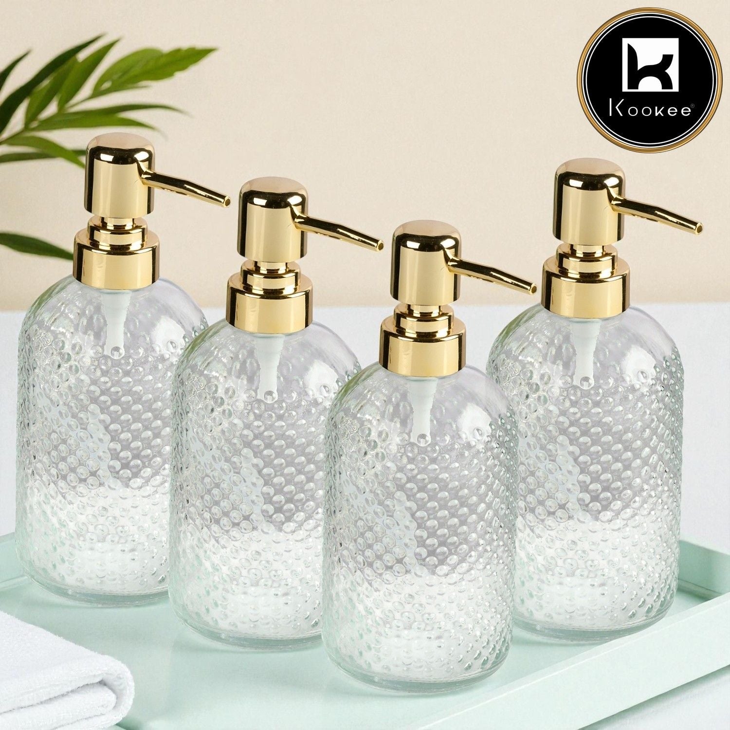 Glass Soap Dispenser for handwash, Grey (Set of 4) (11917)