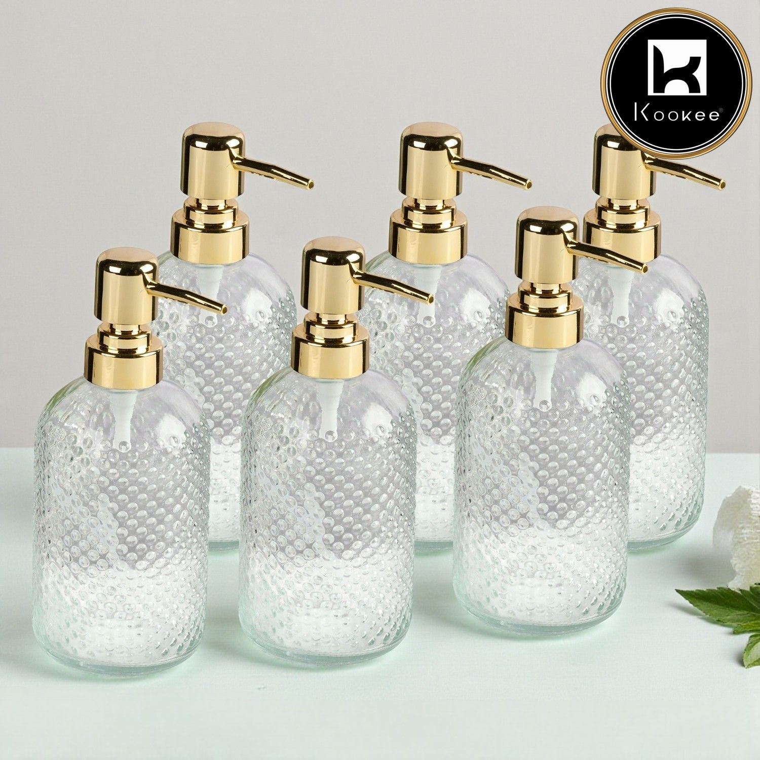 Glass Soap Dispenser for handwash, Grey (Set of 6) (11917)