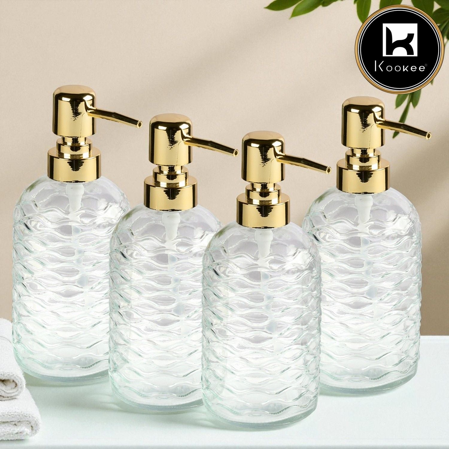 Glass Soap Dispenser for handwash for Bathroom, Pink & Blue (Set of 2) (12159)