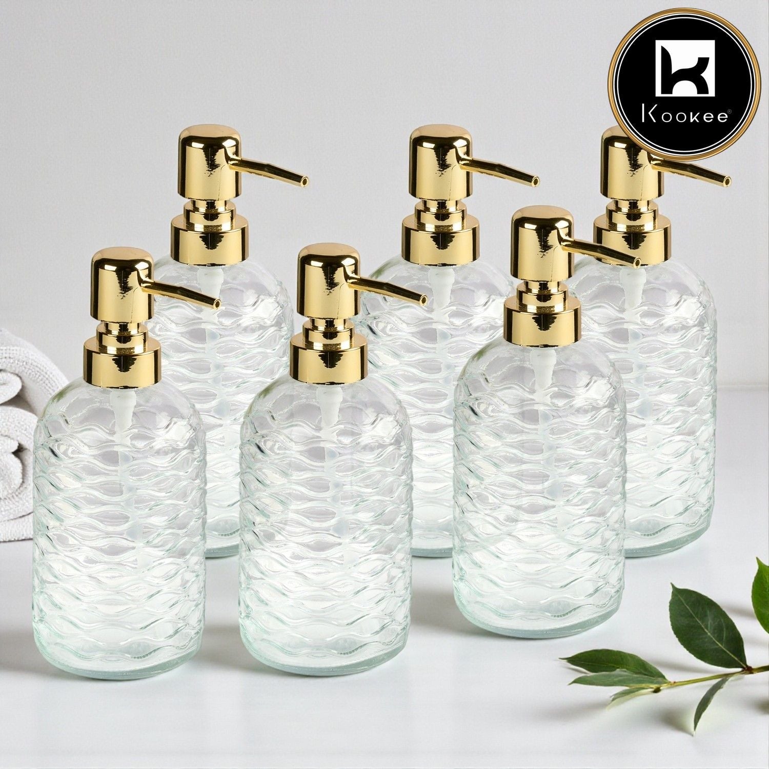 Glass Soap Dispenser for handwash for Bathroom, Transparent (Set of 1) (11908)