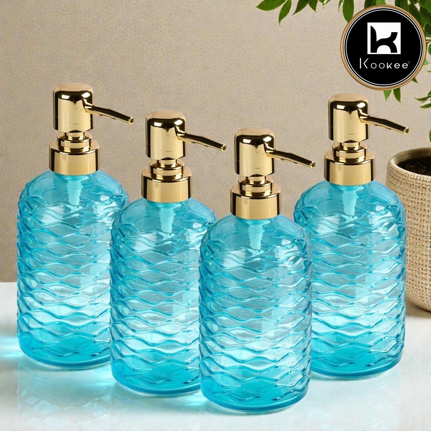 Glass Soap Dispenser for handwash, Blue (Set of 1) (11909)