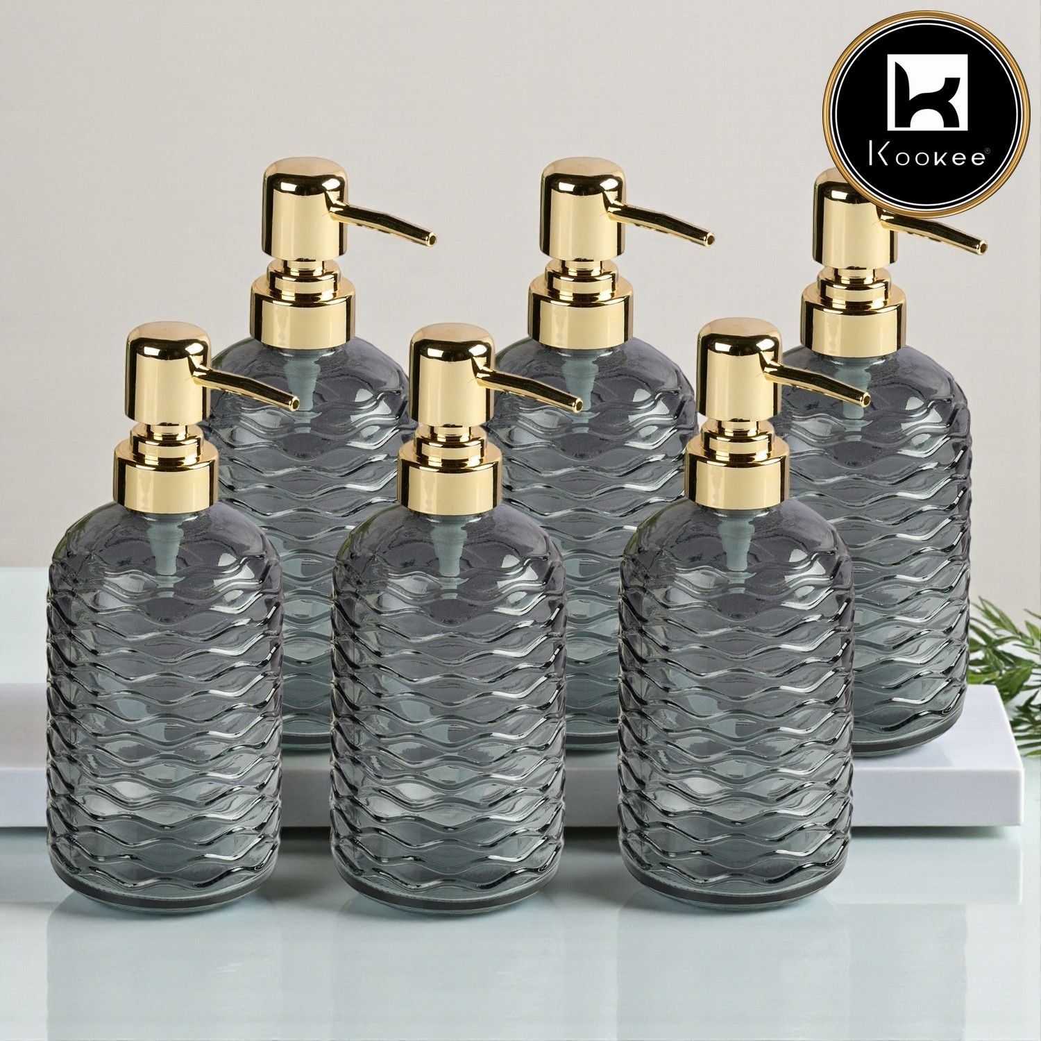 Glass Soap Dispenser for handwash, Grey (Set of 1) (11910)