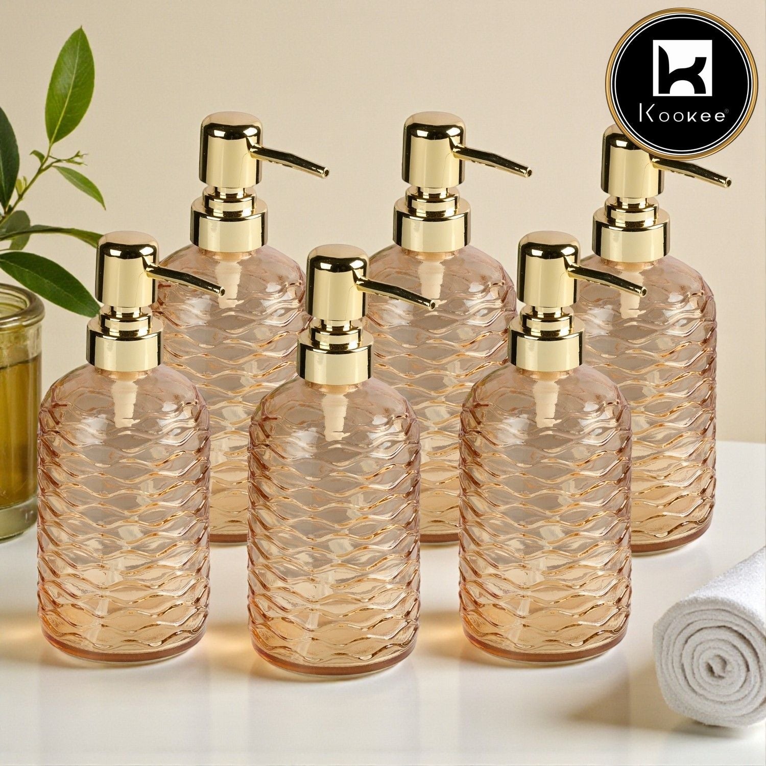 Glass Soap Dispenser for handwash, Orange (Set of 1) (11912)