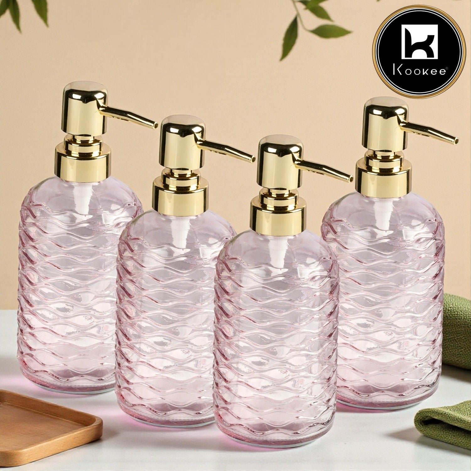 Glass Soap Dispenser for handwash, Orange (Set of 6) (11912)