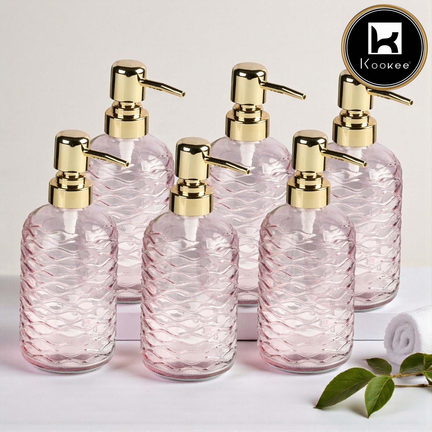 Glass Soap Dispenser for handwash, Orange & Blue (Set of 2) (12158)