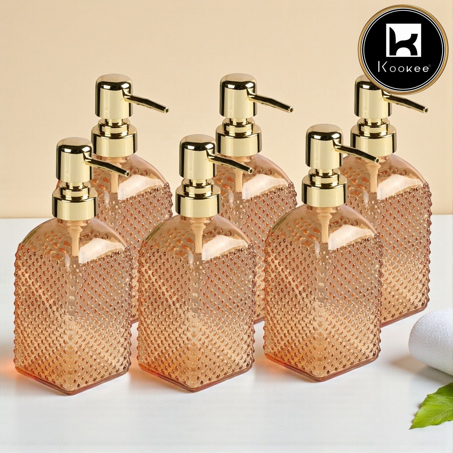 Glass Soap Dispenser for handwash, Orange (Set of 2) (12136)