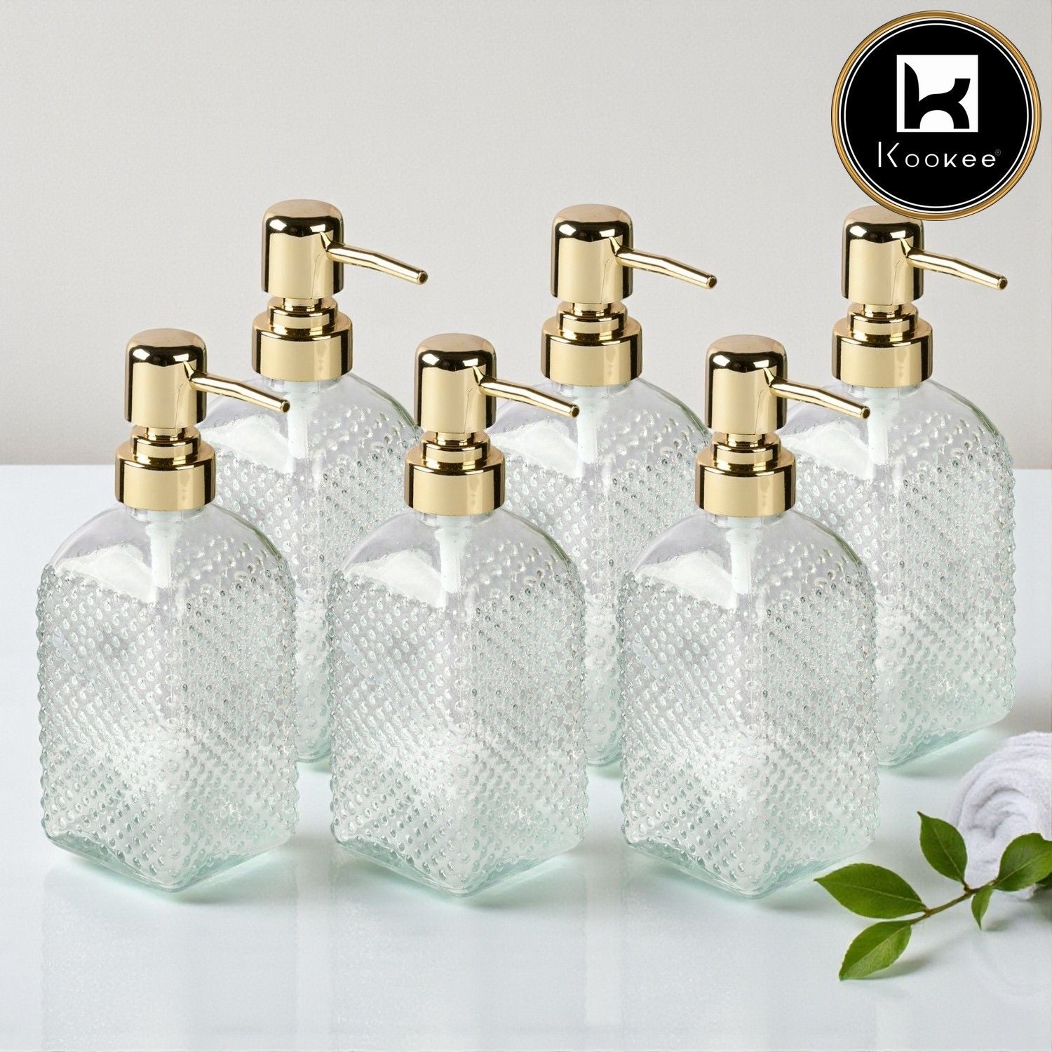 Glass Soap Dispenser for handwash for Bathroom, Transparent (Set of 1) (11904)