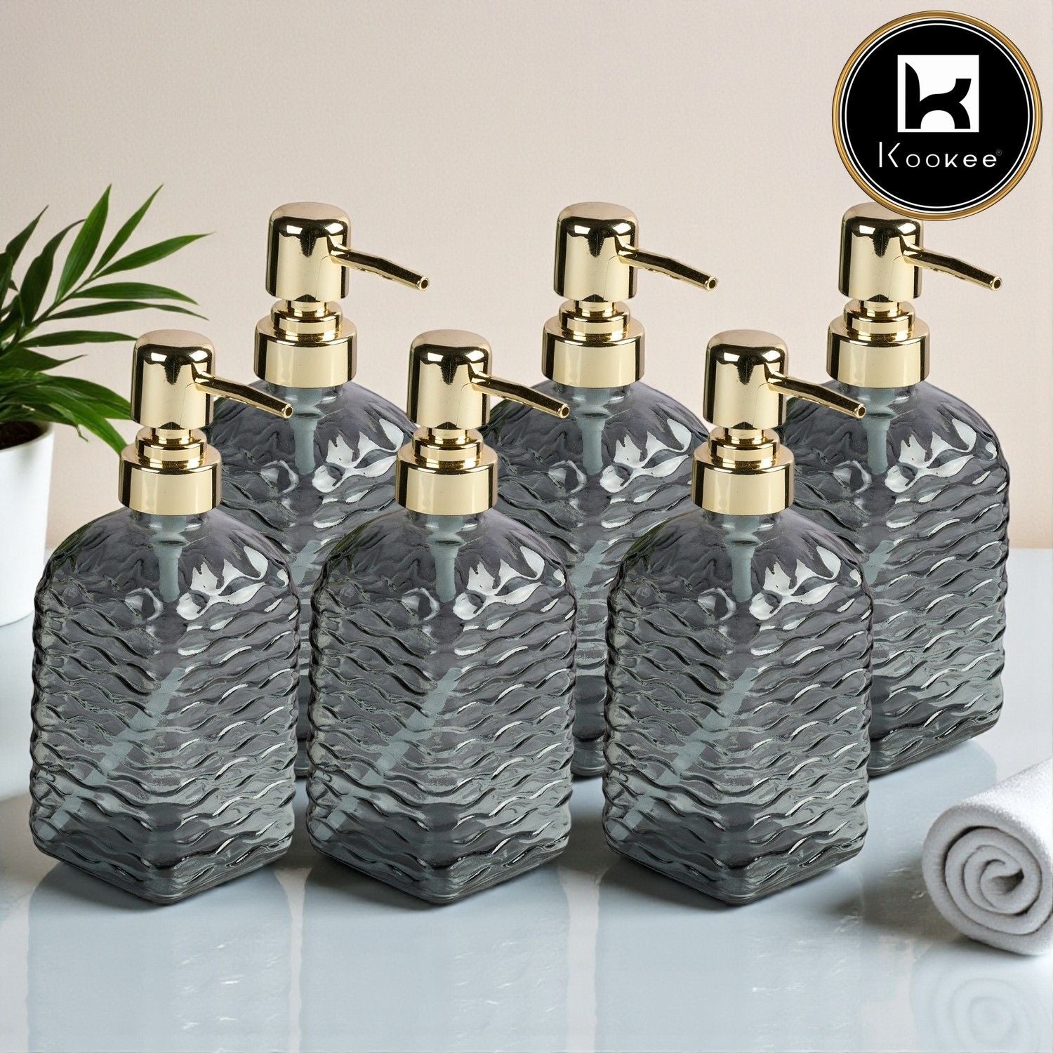 Glass Soap Dispenser for handwash, Blue (Set of 6) (11594)