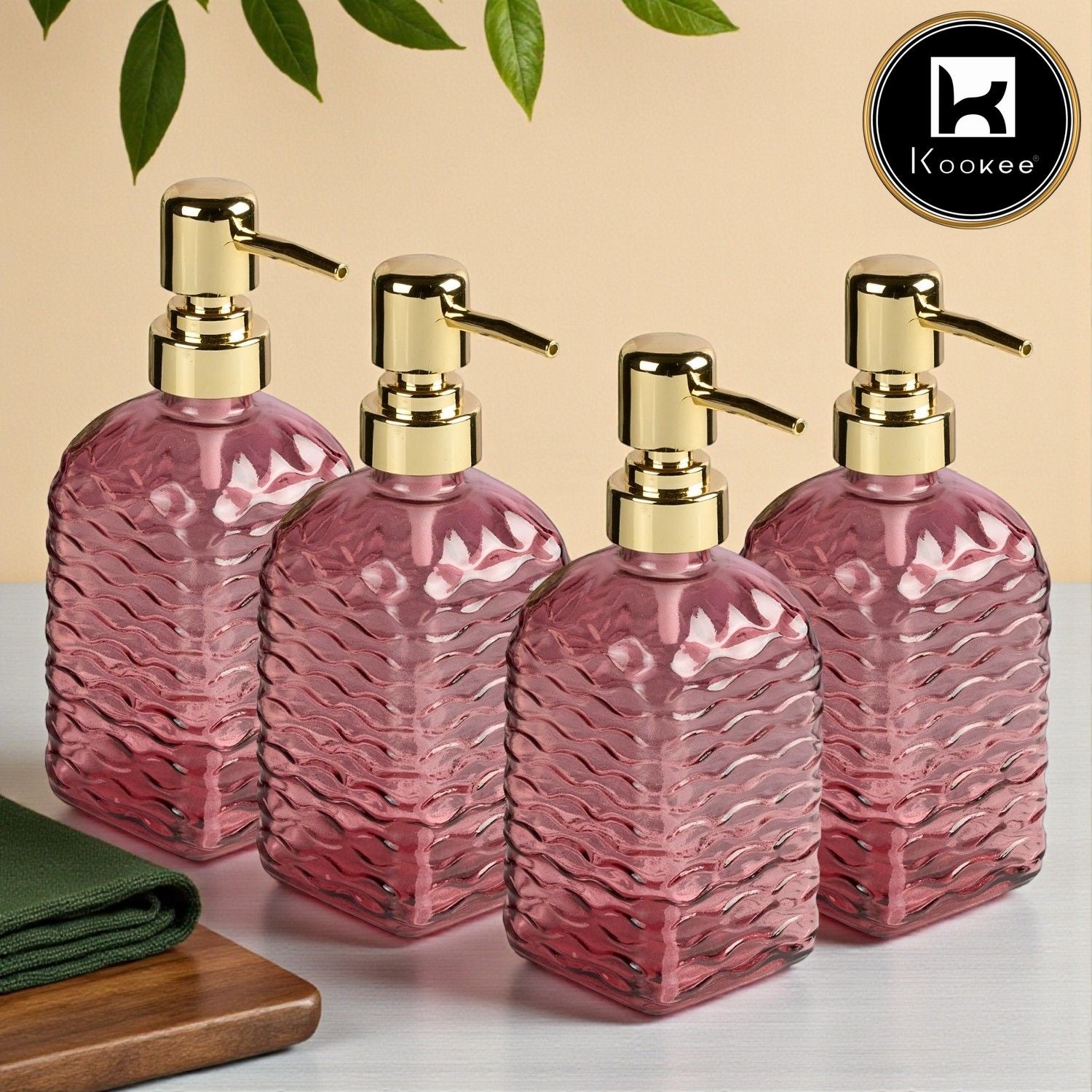Glass Soap Dispenser for handwash, Grey (Set of 4) (11596)