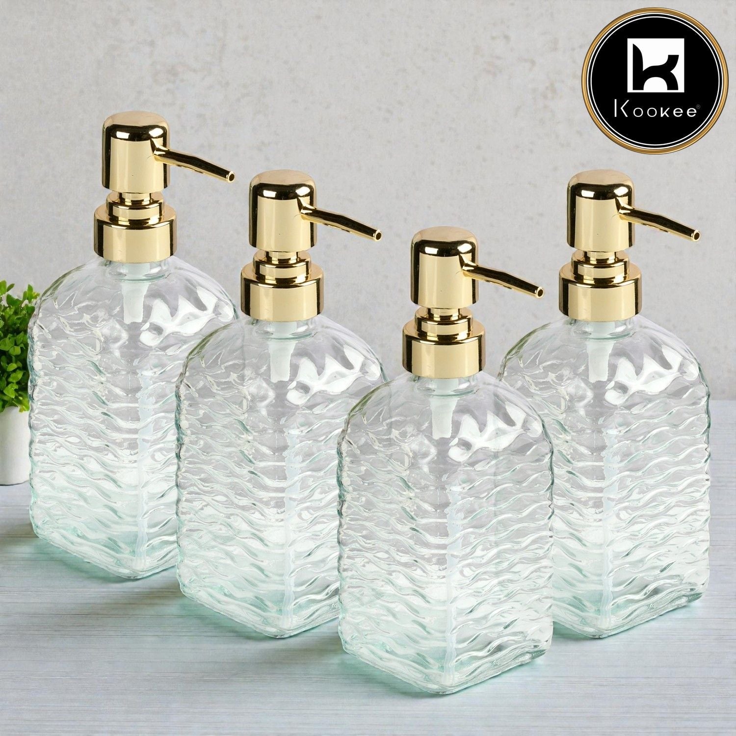Glass Soap Dispenser for handwash for Bathroom, Multicolor (Set of 4) (12219)