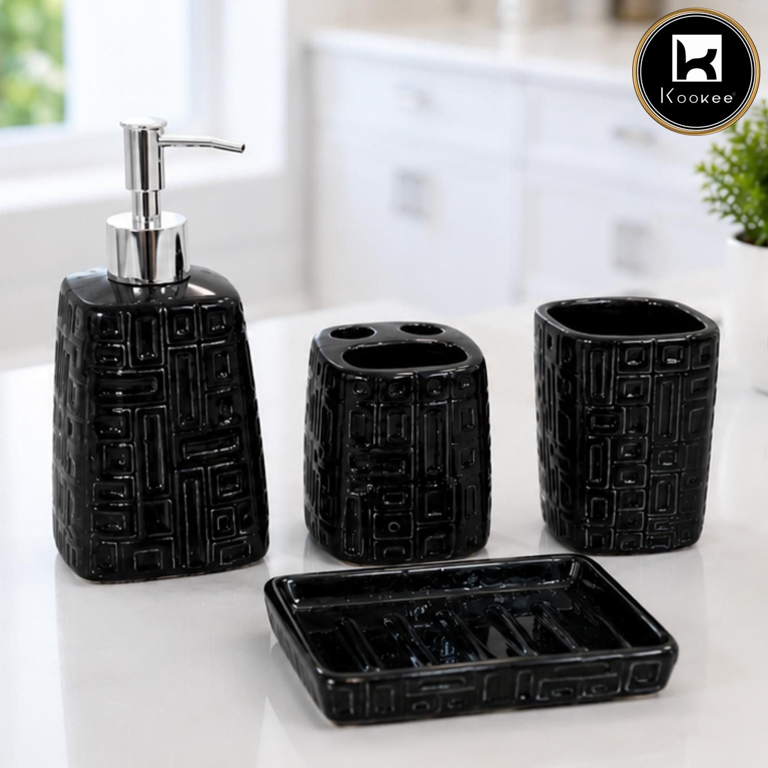 Kookee Ceramic Bathroom Sets, Black, ART12334