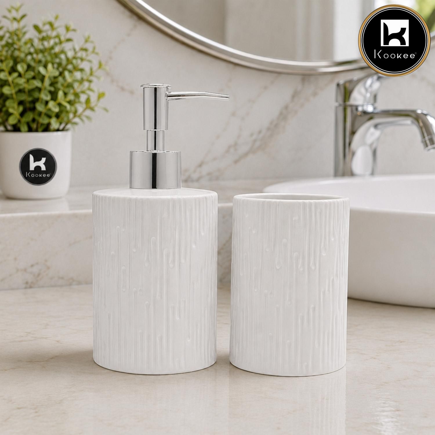 Kookee Ceramic Bathroom Sets, White, ART12341