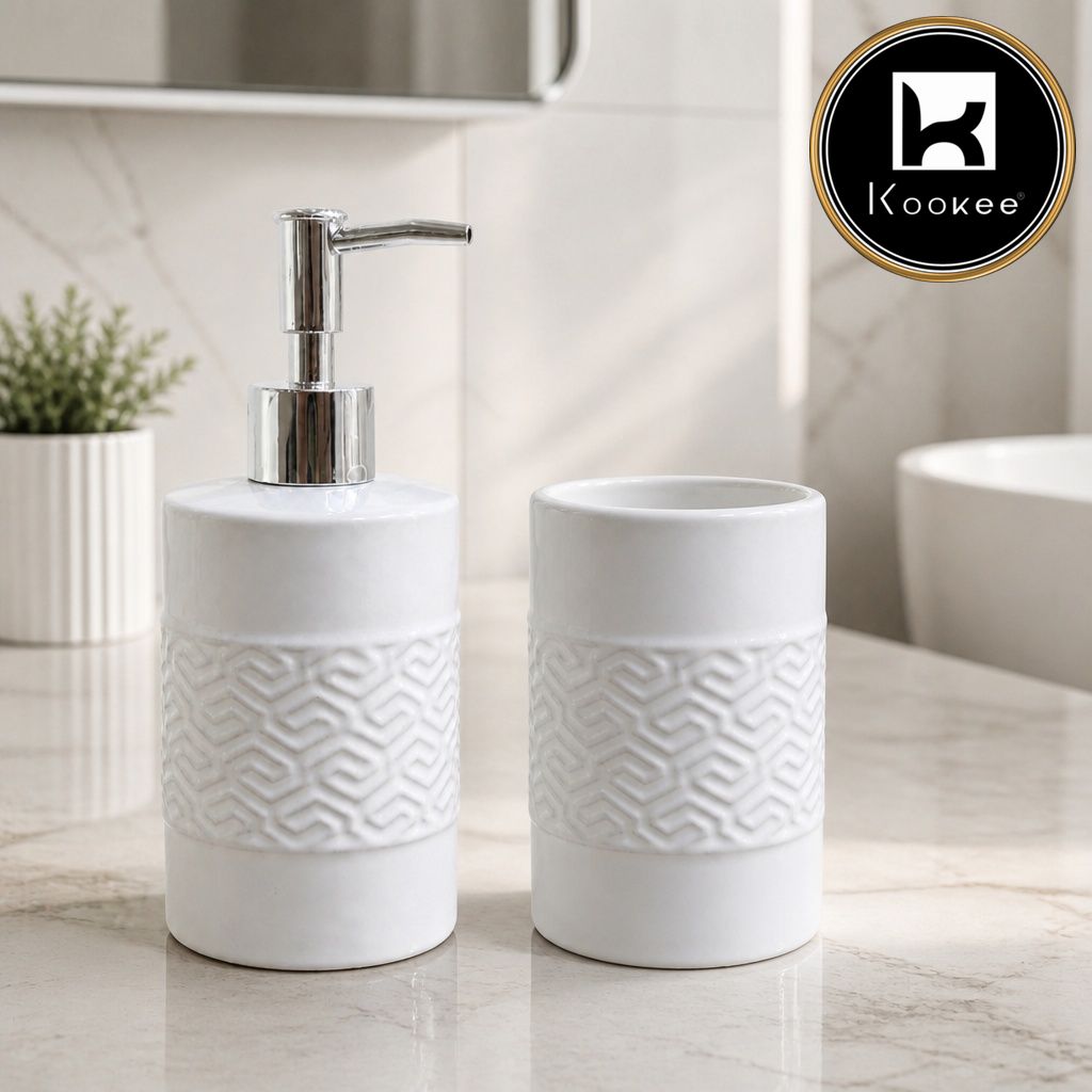 Kookee Ceramic Bathroom Sets, White, ART12347