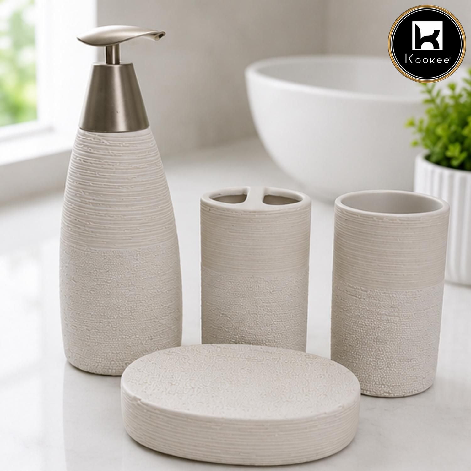 Kookee Ceramic Bathroom Sets, White, ART12364