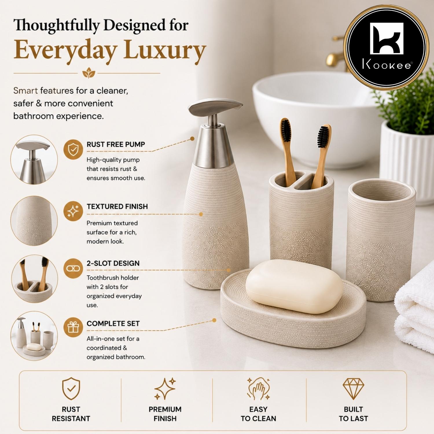 Kookee Ceramic Bathroom Sets, White, ART12364