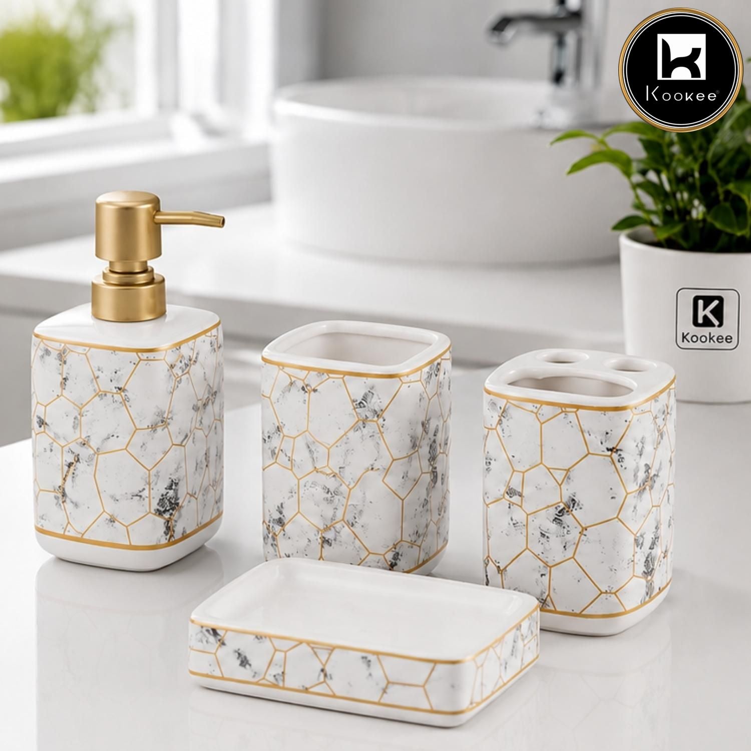 Kookee Ceramic Bathroom Sets, White, ART12367