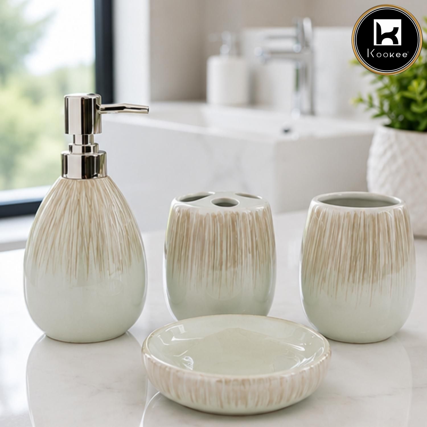 Kookee Ceramic Bathroom Sets, Pista, ART12374