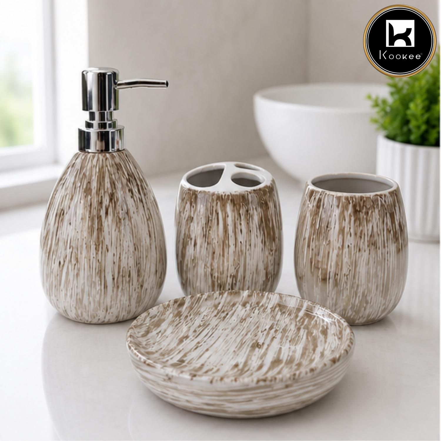 Kookee Ceramic Bathroom Sets, Beige, ART12376
